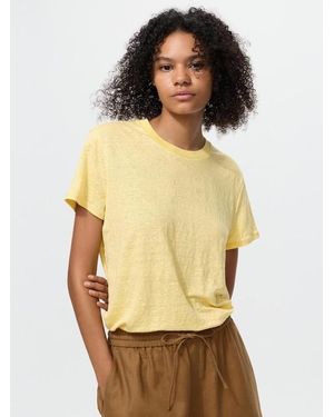 Uniqlo 100% Linen Crew Neck T-Shirt - Metallic