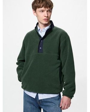 Uniqlo Fleece Button-Up Pullover - Green