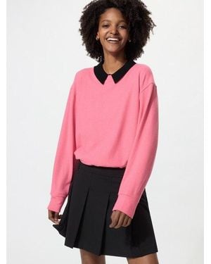 Uniqlo Soft Knit Fleece Crew Neck T-Shirt - Pink