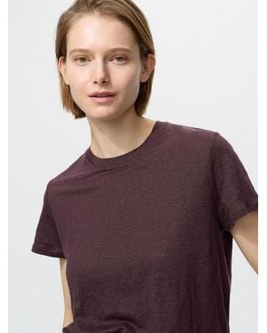 Uniqlo 100% Linen Crew Neck T-Shirt - Purple