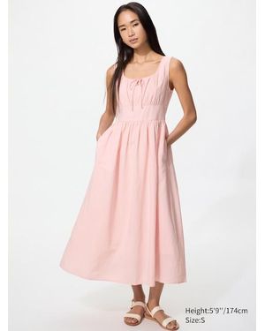 Uniqlo Shirring Dress (Sleeveless) in White | Lyst UK