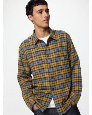 Uniqlo Flannel Shirt (Regular Collar, Checked) - Yellow