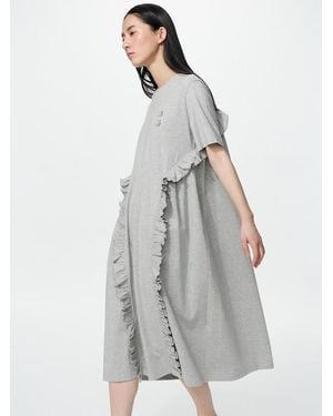Uniqlo Vestido Camiseta Volantes - Gris