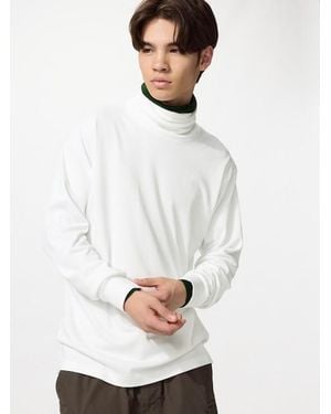 Uniqlo Velours Langarmshirt (Soft, Rollkragen) - Weiß