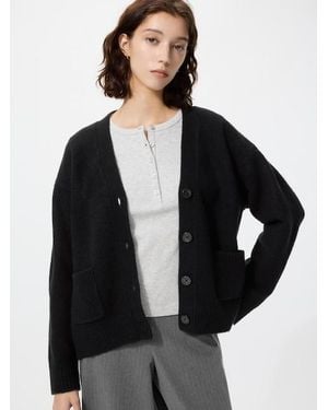 Uniqlo Soufflé Yarn Relaxed Cardigan - Black