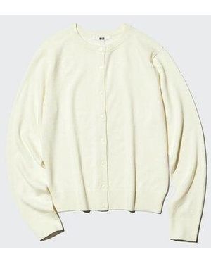 Uniqlo 100% Merino Crew Neck Cardigan - White