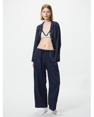 Uniqlo Satin Pyjamas (Long Sleeve) - Blue