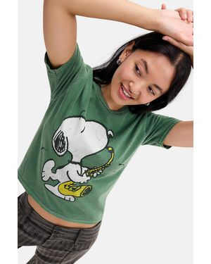 Urban Outfitters Uo Saxophone Snoopy Relaxed Graphic Tee - Green