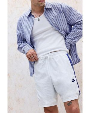 adidas White 3-stripes Chelsea Shorts - Blue