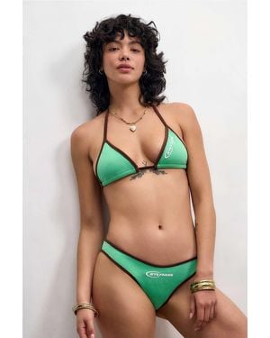 iets frans... Contrast Trim Bikini Bottoms - Green