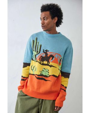 Urban Outfitters Uo Western Landscape Knit Jumper - Blue