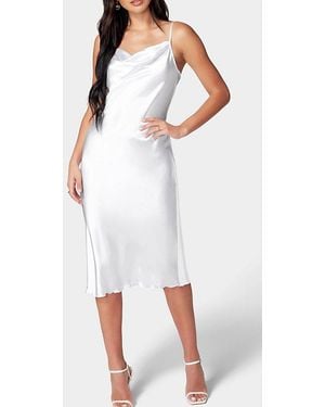 knee length dresses for ladies Cowl Neck Shine Midi Dress  bebe