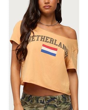 Edikted Netherlands Off Shoulder T Shirt Top - Black