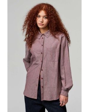Archive At Uo Red Stripe Long Sleeve Shirt - Purple