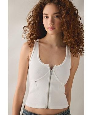 Abrand Jeans Engineered Zip-Front Corset Cami - White