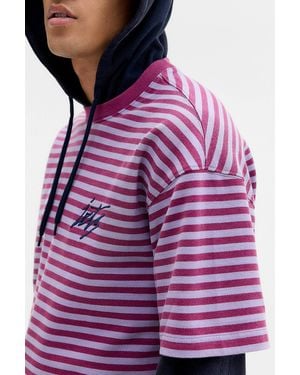 iets frans... Striped Double Layer Hoodie - Purple