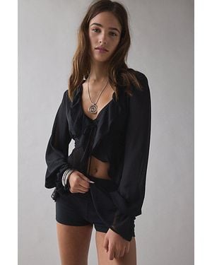 Kimchi Blue Dream Catcher Ruffle Bell Sleeve Flyaway Blouse - Black