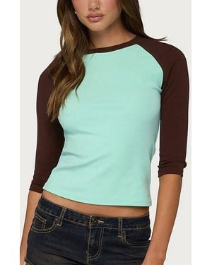 Edikted Irva Contrast Raglan Top - Green