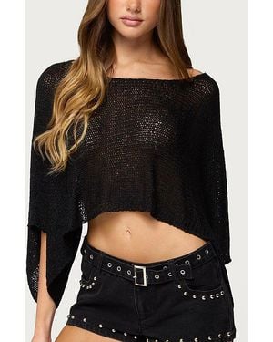 Edikted Laline Oversized Knit Crop Top - Black
