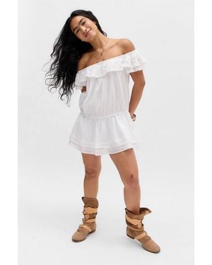 Kimchi Blue Nina Off-shoulder Cotton Romper - White