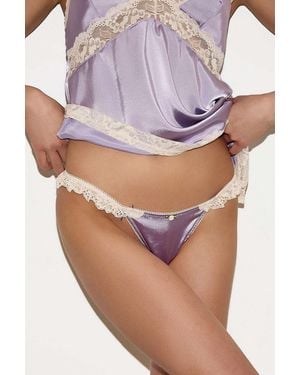 Out From Under Satin Lace Thong - Pink