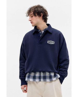 BDG Contrast Stitch Polo Shirt - Blue