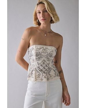 Urban Outfitters Uo Carina Dew Drop Beaded Tube Top - White