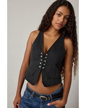 BDG Taryn Surplus Slim Vest Top Jacket - Black
