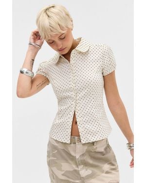 Kimchi Blue Clover Round Collar Shirt - White