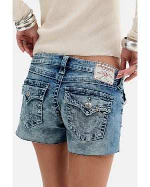 TRUE RELIGION Joey Low Rise Cutoff Shorts - Blue