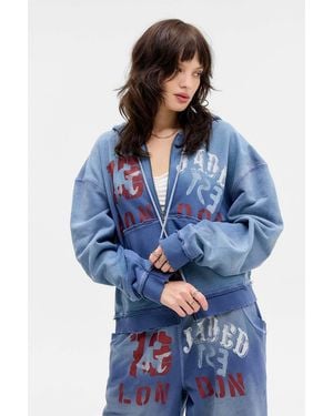 Jaded London Distressed Graphic Hoodie - Blue