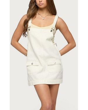 Edikted Overall Denim Mini Dress - White