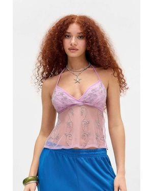 Kimchi Blue Mya Beaded Halter Top - Blue