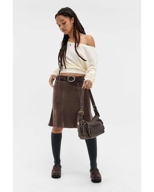 BDG Sara Corduroy Fishtail Skirt - Natural
