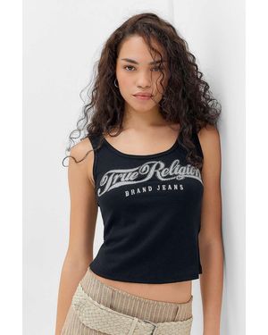 TRUE RELIGION Black Diamanté Vest Top Jacket - Blue