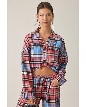 Out From Under Daydreamer Twist-Front Button Down Shirt Top - Red
