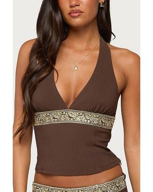Edikted Jasia Sequin Halter Top - Green