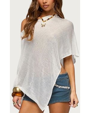 Edikted Azalia Asymmetric Knit Poncho Top - Gray