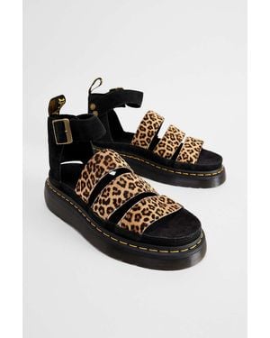 Dr. Martens Clarissa Ii Quad Leopard Leather Platform Sandals - Black