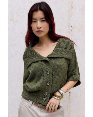 BDG Kaya Slub Pea Coat - Green