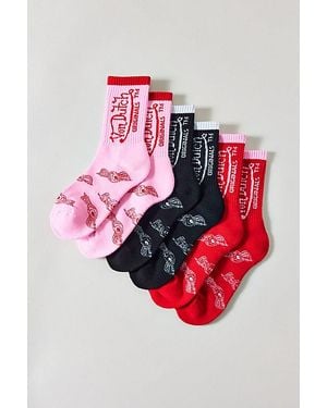 Von Dutch Logo Crew Socks 3-Pack - Pink