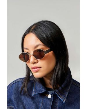 Urban Outfitters Giovanna Gold Oval Sunglasses - Blue