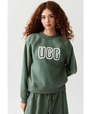 UGG Logo Applique Graphic Relaxed Crew Neck Pullover Top - Green