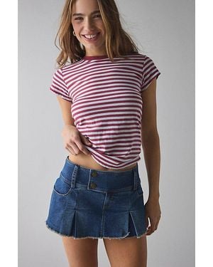 Kimchi Blue Cameron Low-Rise Pleated Denim Micro Skort - Gray