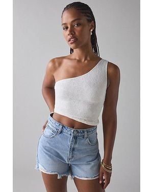 Urban Outfitters Uo Harlow Lace Asymmetrical One-Shoulder Crop Top - Blue