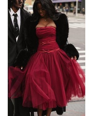 Miss Circle Mabel Drop Waist Midi Dress - Red