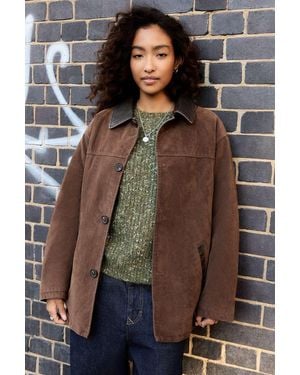 BDG Faux Suede Midi Jacket - Green