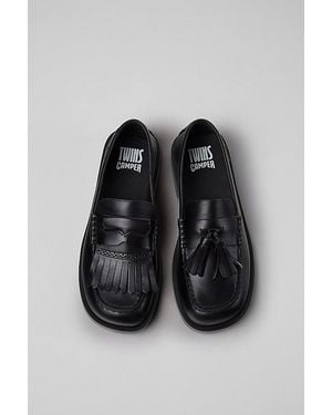 Camper Twins Leather Moccasin Shoe - Black