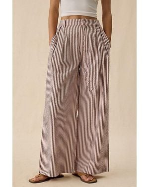 Daisy Street Ramona Striped High-Rise Wide Leg Pants Pant - Brown