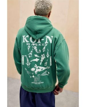 Urban Outfitters Uo Green Koi-n Fish Hoodie
